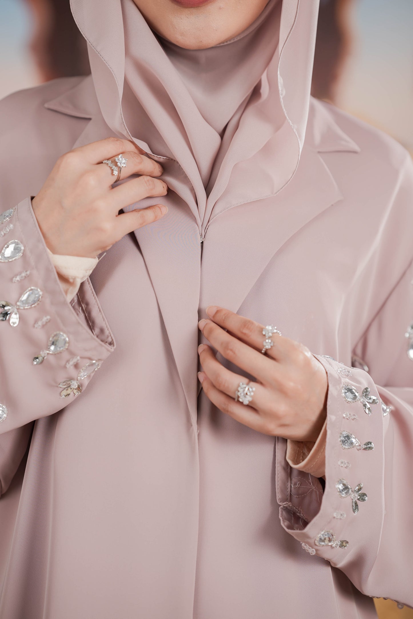 HAWRA ABAYA DUSTY PINK