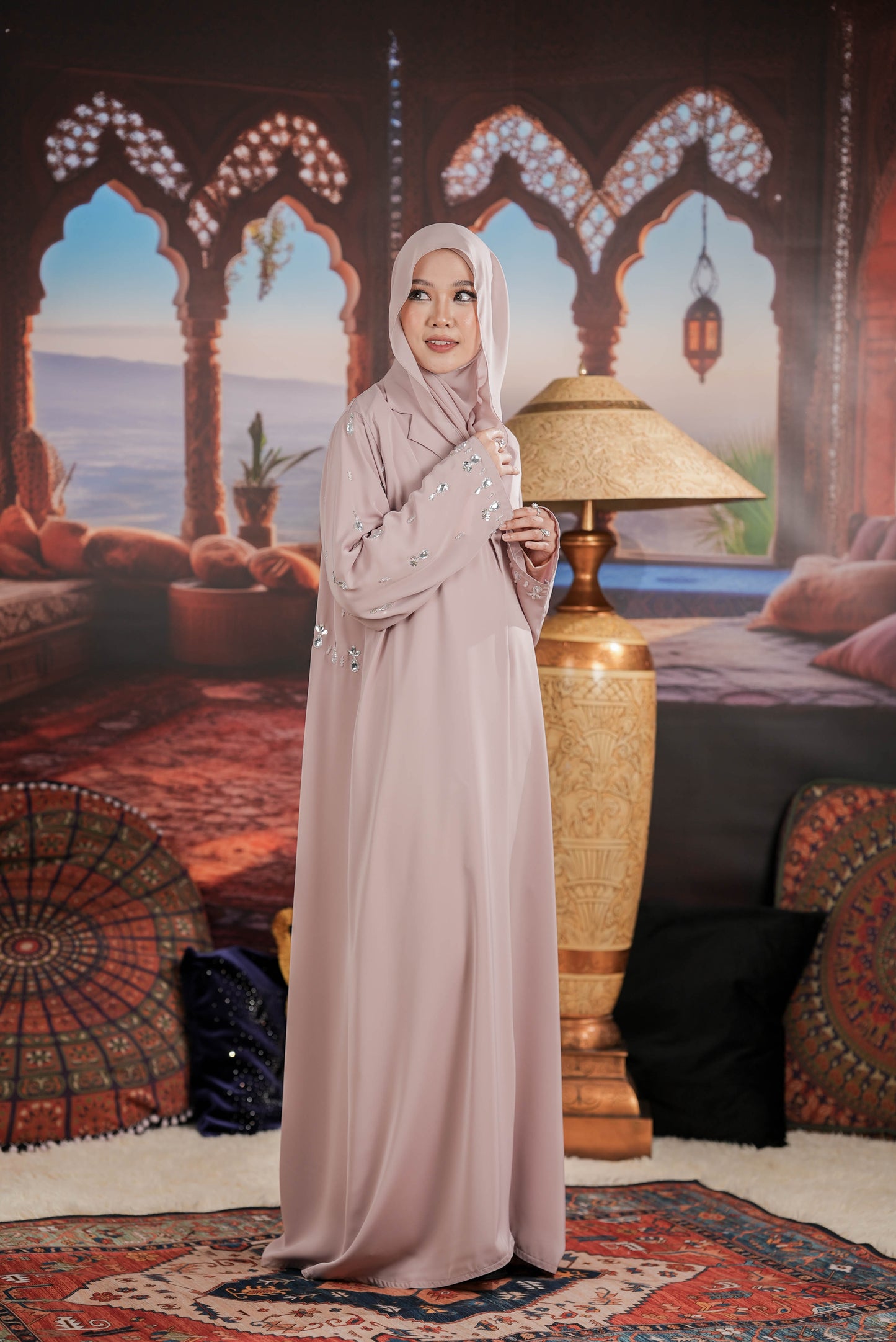 HAWRA ABAYA DUSTY PINK