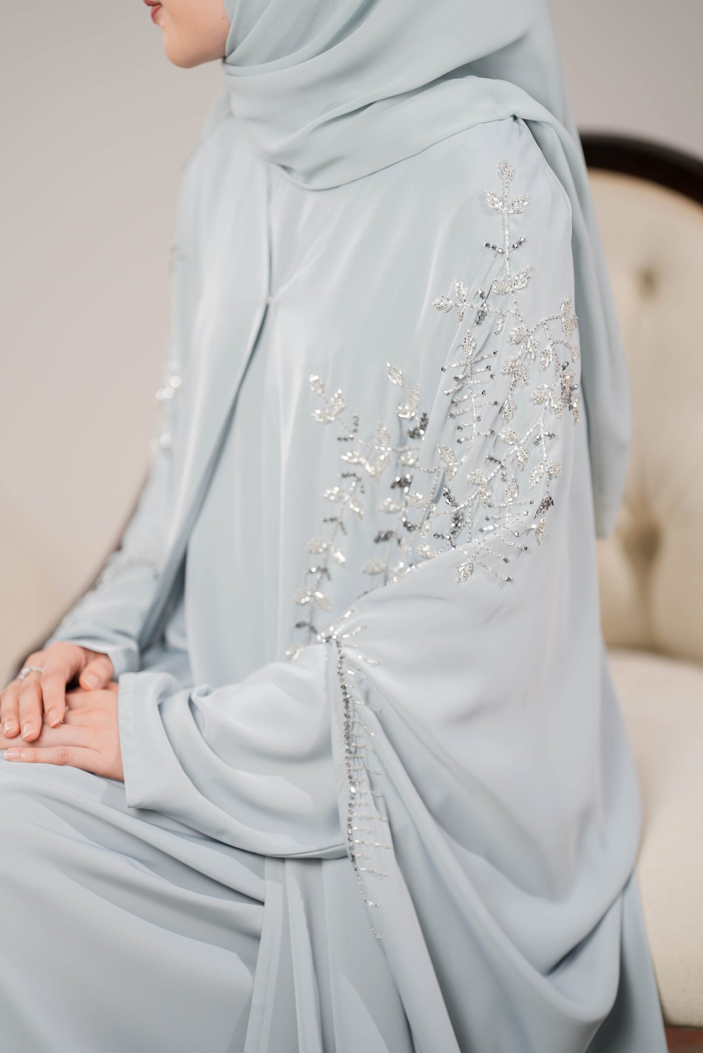 NOURA ABAYA DUSTY BLUE