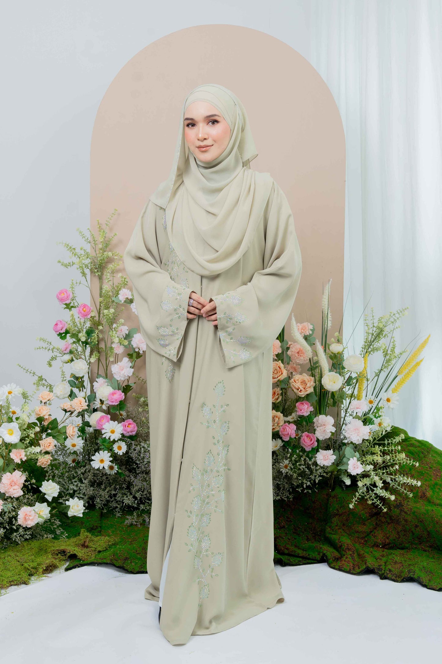 RASHA ABAYA DUSTY GREEN
