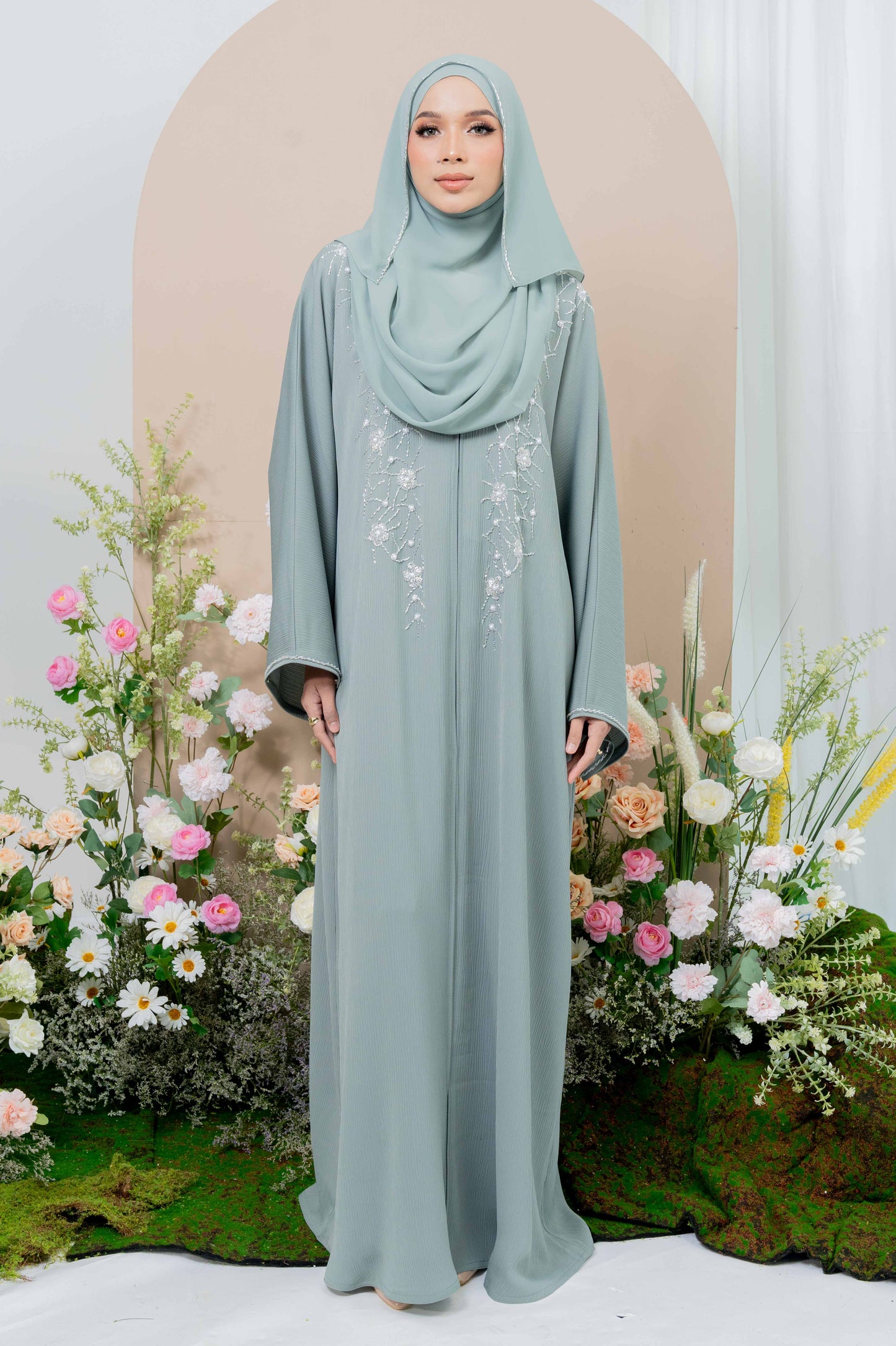 NOOR ABAYA DUSTY GREEN