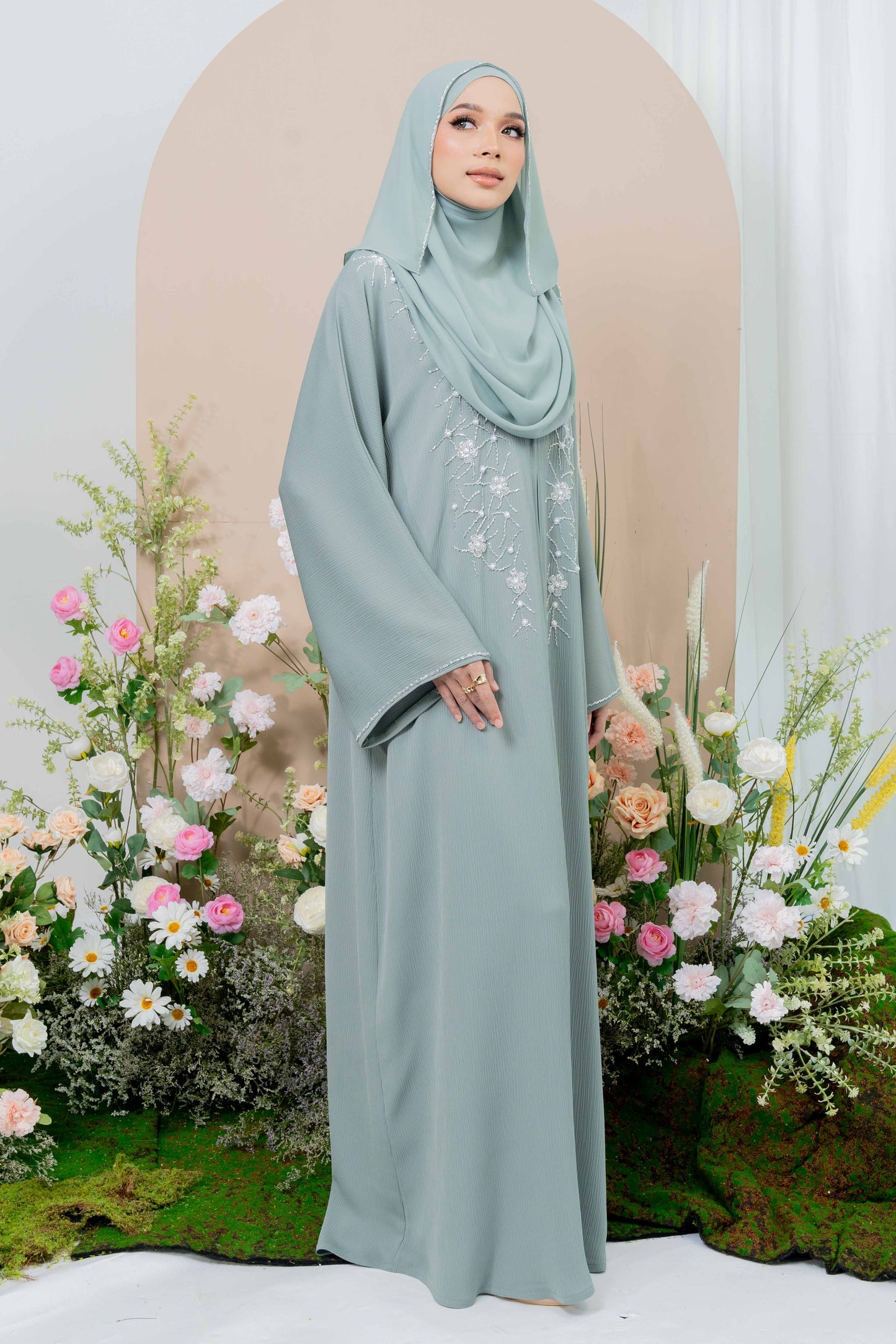 NOOR ABAYA DUSTY GREEN