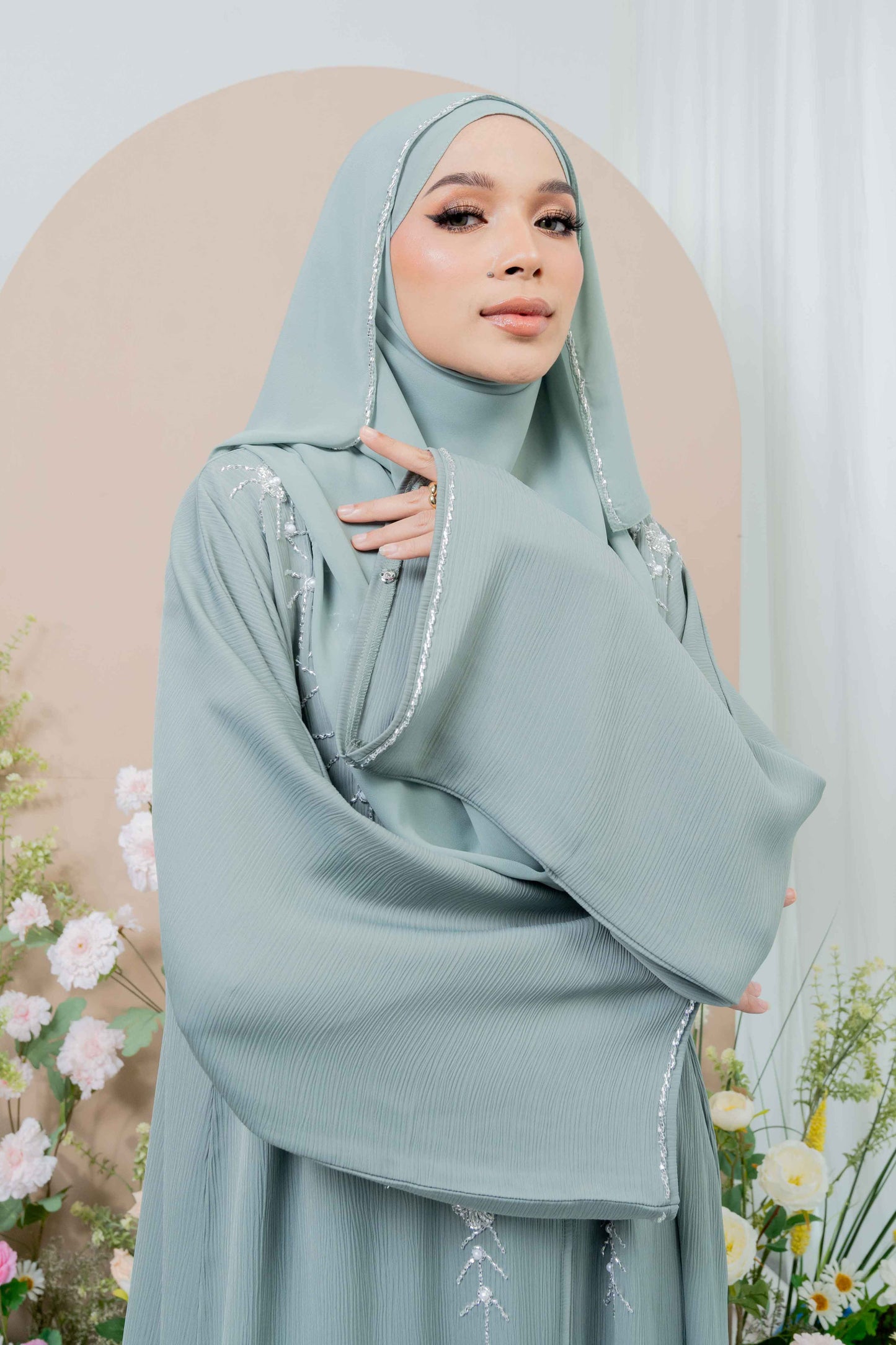 NOOR ABAYA DUSTY GREEN