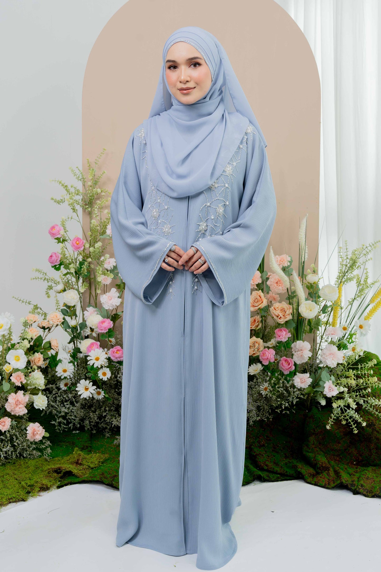 NOOR ABAYA DUSTY BLUE