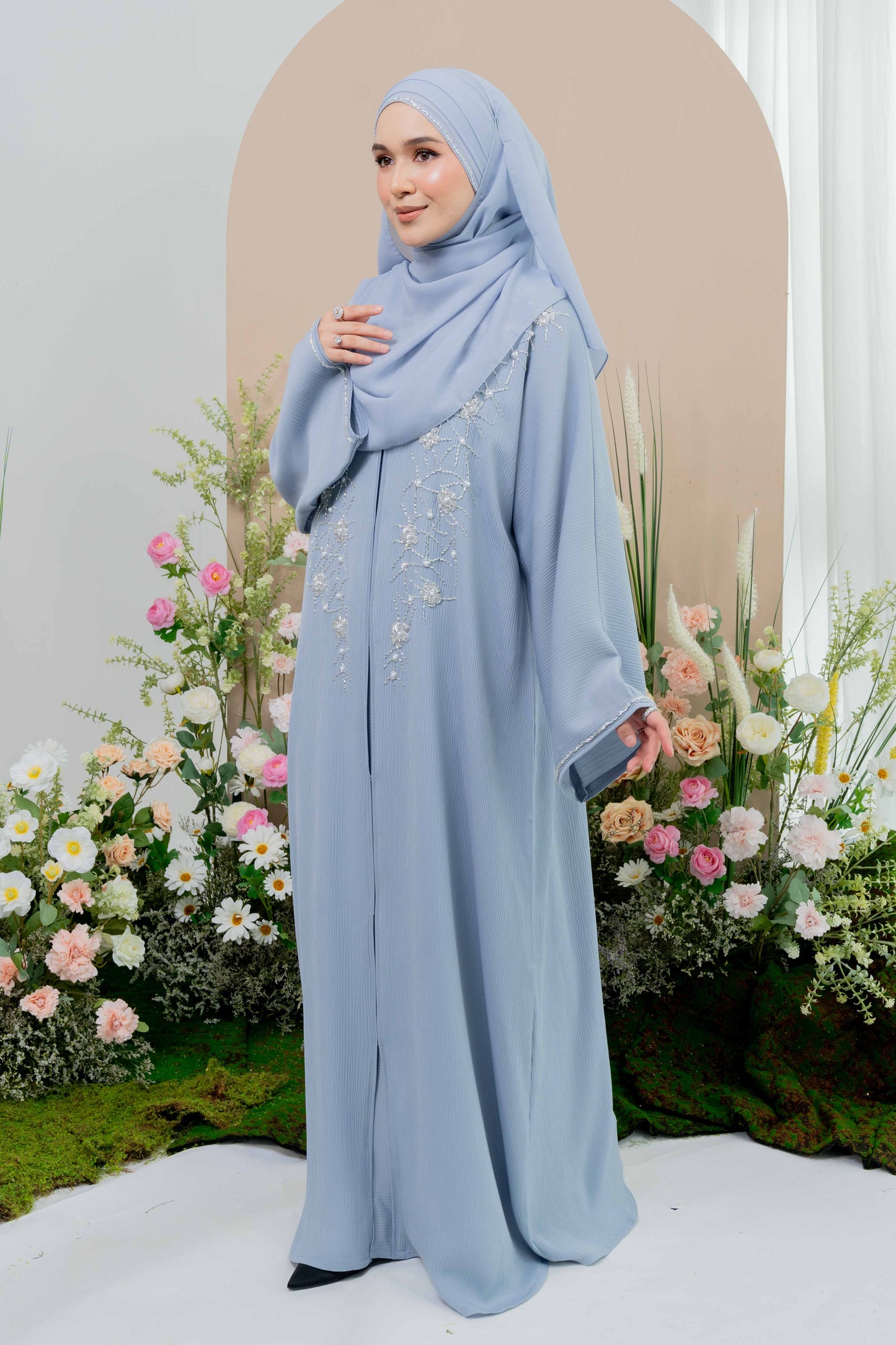 NOOR ABAYA DUSTY BLUE