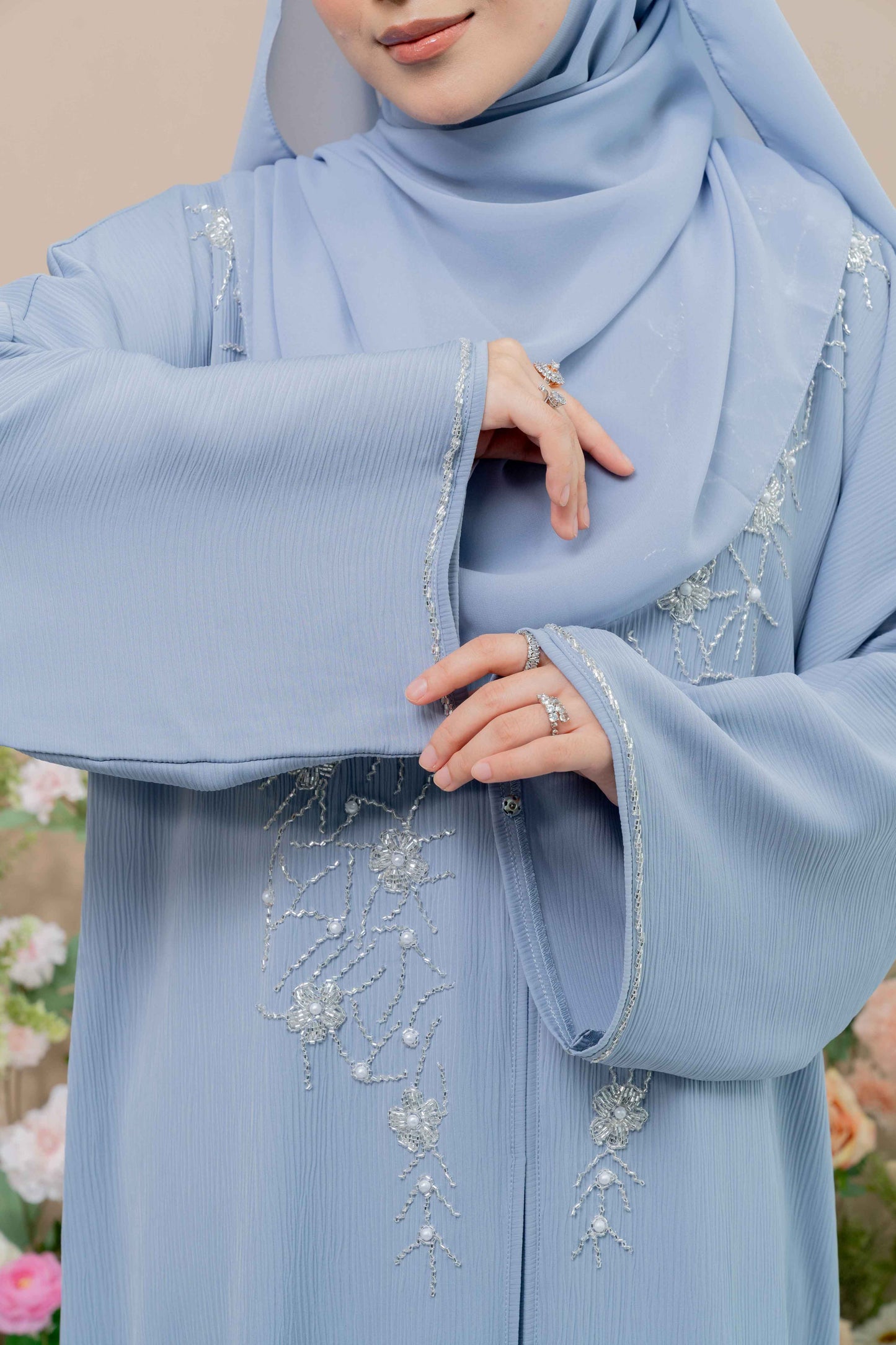 NOOR ABAYA DUSTY BLUE