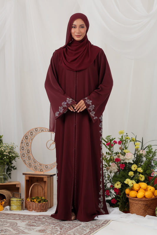 JAWHARA ABAYA BURGUNDY