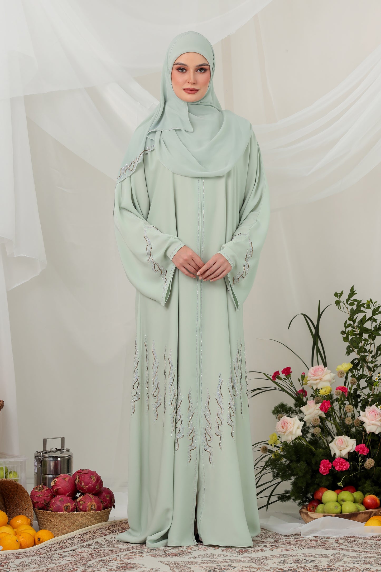 EIJAZ ABAYA MINT GREEN