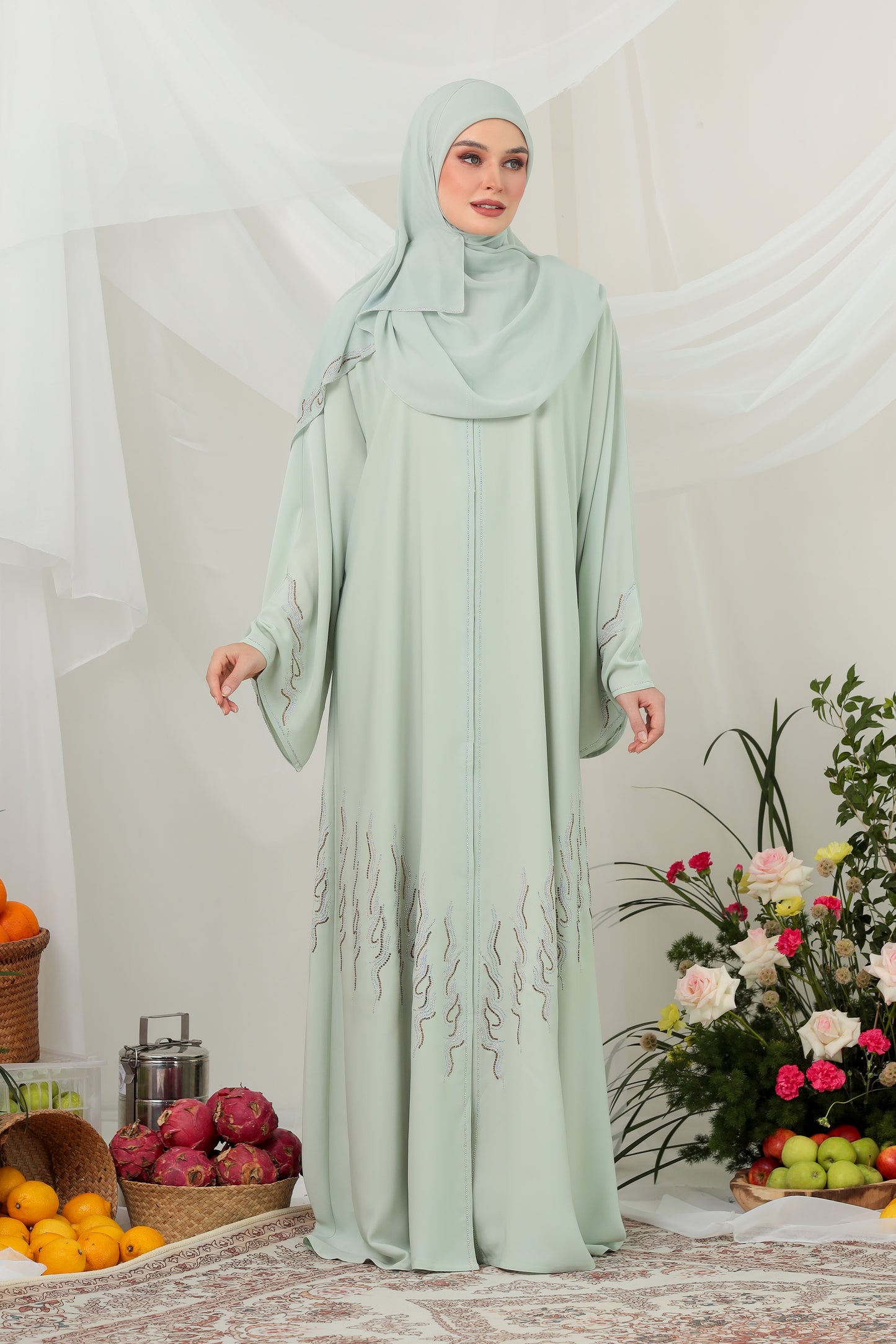 EIJAZ ABAYA MINT GREEN