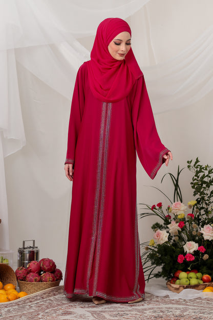 BARSHA ABAYA SHOCKING PINK