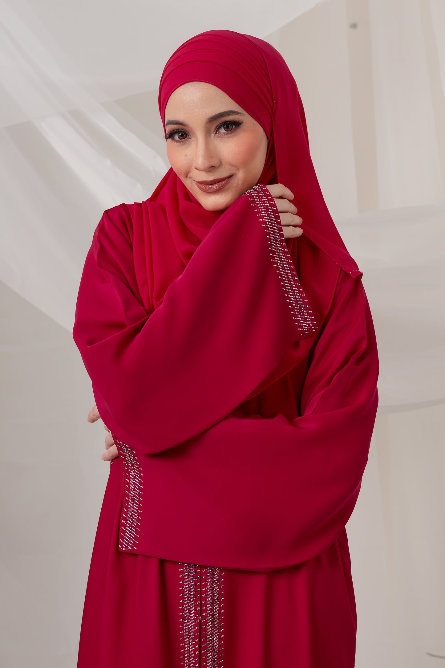 BARSHA ABAYA SHOCKING PINK