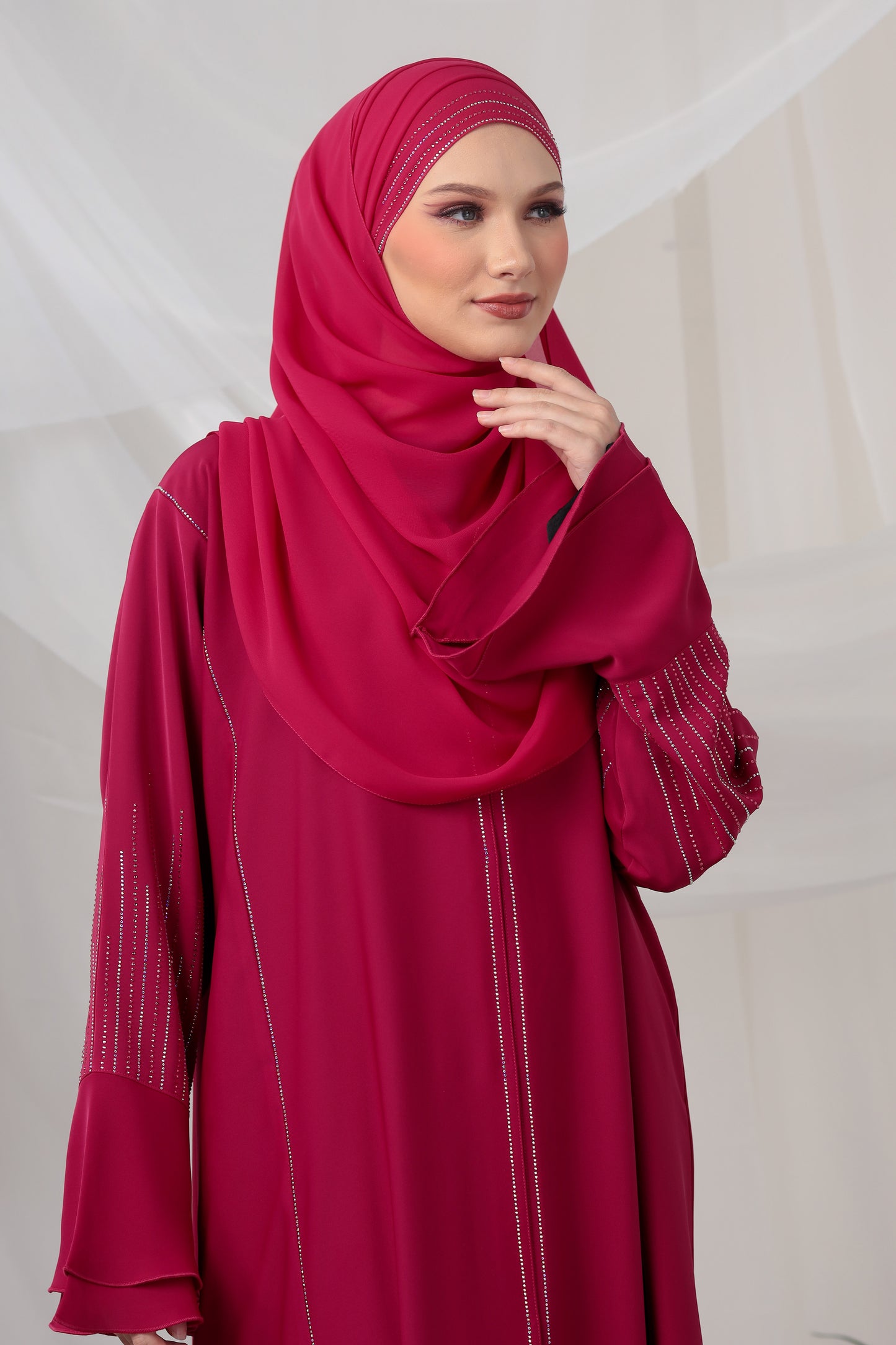 ELVINA ABAYA FUSHCIA PINK