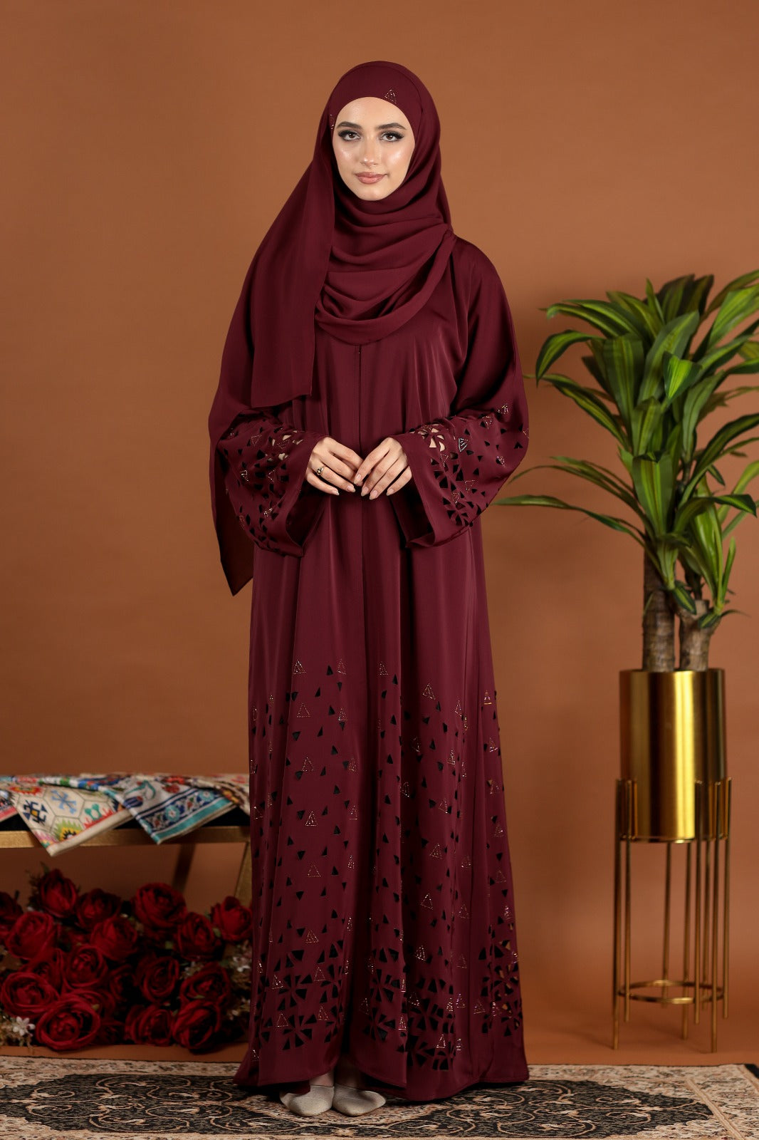 AMEENA ABAYA BURGUNDY