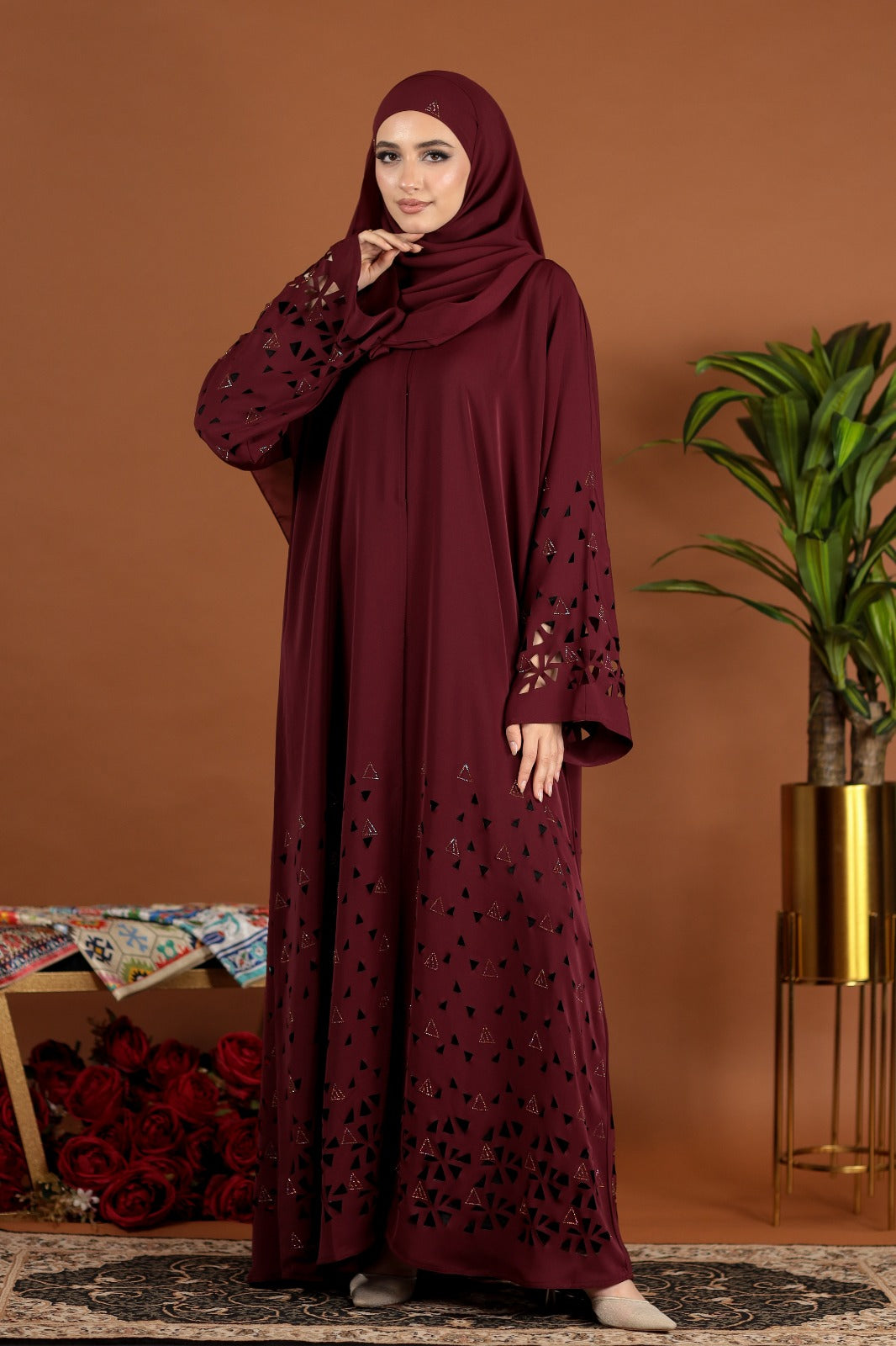 AMEENA ABAYA BURGUNDY