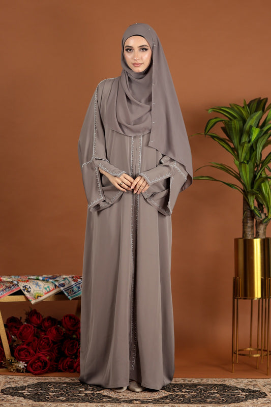 JAMILYA ABAYA TAUPE GREY