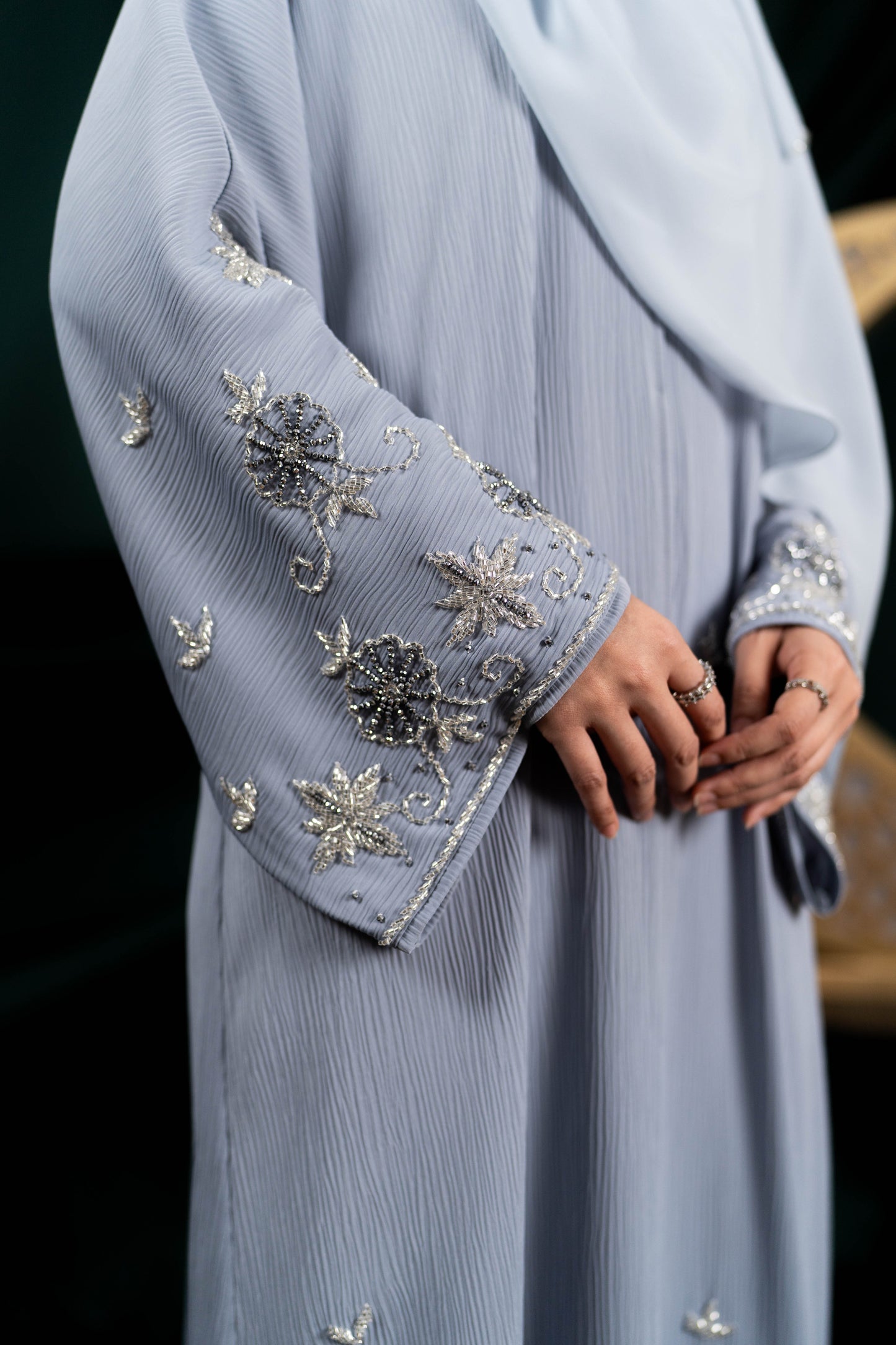 RANAA ABAYA DUSTY BLUE